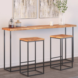Tampo de mesa retangular borda viva 180x40x2,5 cm acácia maciça