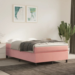 Estrutura de cama com molas 120x200 cm veludo rosa