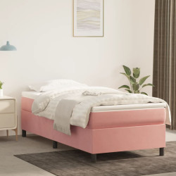 Estrutura de cama com molas 80x200 cm veludo rosa