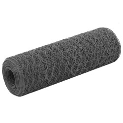 Cerca arame galinheiro 25x0,5m aço c/ revestimento PVC cinzento