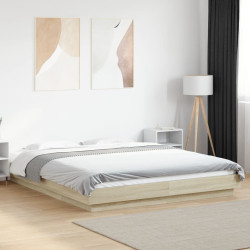 Estrutura cama c/ luzes LED derivados madeira carvalho sonoma