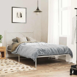 Estrutura de cama em metal com cabeceira 107x203 cm branco