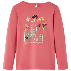 T-shirt de manga comprida para criança rosa-velho 128
