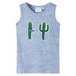 T-shirt de manga cava criança azul-mesclado 128