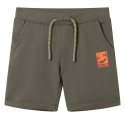 Calções de criança com cordão cor caqui-escuro 128