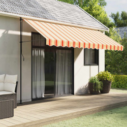 Tecido de substituição para sanefa de toldo 400 cm riscas amarelo/laranja