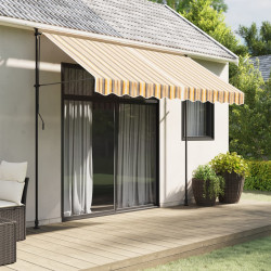 Tecido de substituição para sanefa de toldo 300 cm riscas amarelo/cinzento