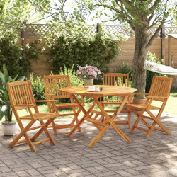 5 Pcs conj. jantar dobrável para jardim madeira acácia maciça