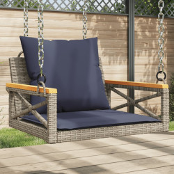 Banco baloiço com almofadões 63x62x40 cm vime PE cinzento