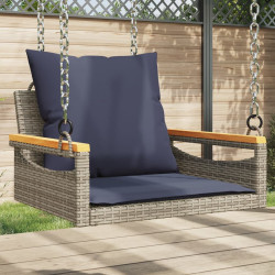 Banco baloiço com almofadões 63x62x40 cm vime PE cinzento