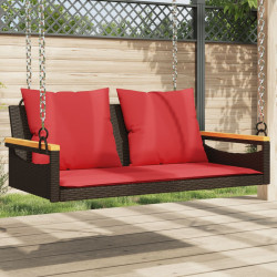 Banco baloiço com almofadões 109x62x40 cm vime PE castanho