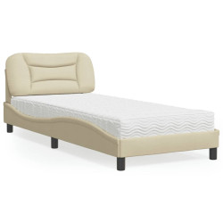 Cama com colchão hvar 90x200 cm tecido cor creme