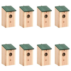 Casas para pássaros 8 pcs madeira 12x12x22 cm