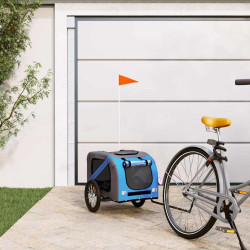 Reboque bicicleta p/ animais tecido oxford/ferro azul/cinza