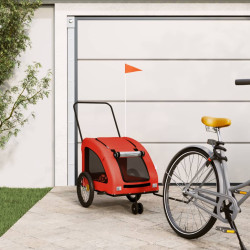 Reboque bicicleta p/ animais tecido oxford/ferro laranja/cinza