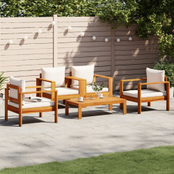 5 Pcs conjunto de sofás de jardim com almofadões acácia maciça