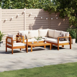 5 Pcs conjunto de sofás de jardim com almofadões acácia maciça