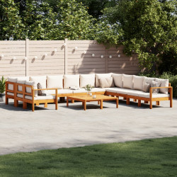9 Pcs conjunto de sofás de jardim com almofadões acácia maciça