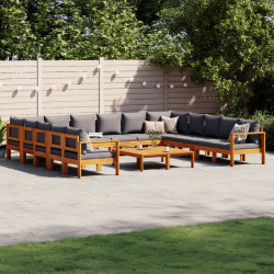 10 Pcs conjunto de sofás de jardim com almofadões acácia maciça