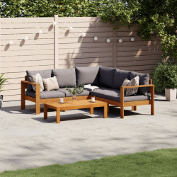 4 Pcs conjunto de sofás de jardim com almofadões acácia maciça