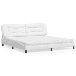 Cama com colchão hvar 200x200 cm couro artificial branco