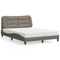 Cama com colchão hvar 120x200 cm tecido castanho-acinzentado