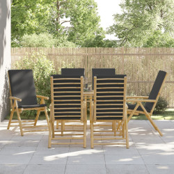 6 Pcs cadeiras reclináveis/dobráveis c/ almofadões cinza escuro