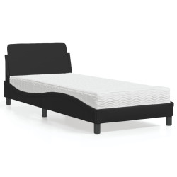 Cama com colchão dover 80x200 cm couro artificial preto