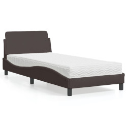 Cama com colchão dover 90x200 cm tecido castanho-escuro