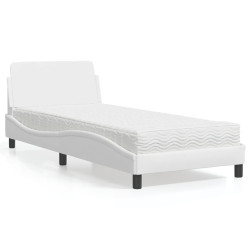 Cama com colchão dover 90x200 cm couro artificial branco