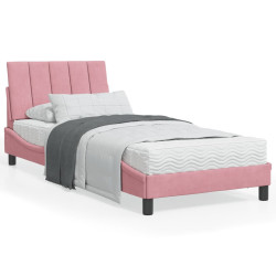 Cama com colchão hanko 90x200 cm veludo rosa