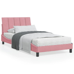 Cama com colchão hanko 100x200 cm veludo rosa