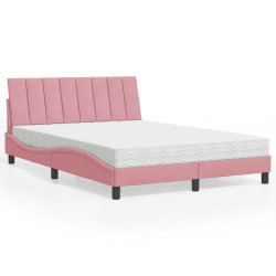 Cama com colchão hanko 120x200 cm veludo rosa
