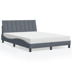 Cama com colchão hanko 140x190 cm veludo cinzento-escuro