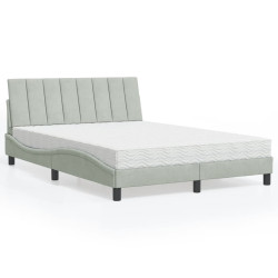 Cama com colchão hanko 140x200 cm veludo cinzento-claro