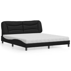 Cama com colchão hvar 180x200 cm couro artificial preto