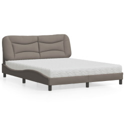 Cama com colchão hvar 160x200 cm tecido castanho-acinzentado