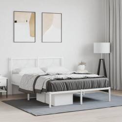 Estrutura de cama com cabeceira 135x190 cm metal branco