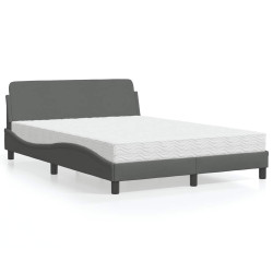 Cama com colchão dover 120x200 cm tecido cinzento-escuro