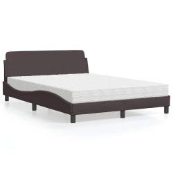 Cama com colchão dover 120x200 cm tecido castanho-escuro