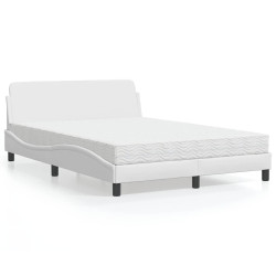 Cama com colchão dover 120x200 cm couro artificial branco