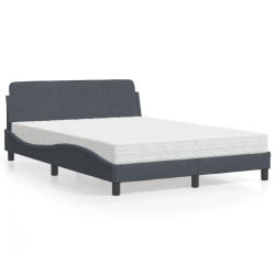 Cama com colchão dover 140x190 cm veludo cinzento-escuro