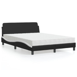 Cama com colchão dover 140x190 cm couro artificial preto