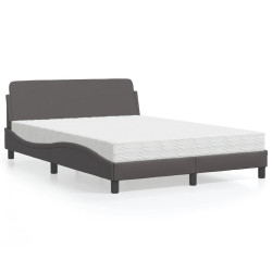 Cama com colchão dover 140x190 cm couro artificial cinzento