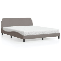 Cama com colchão dover 160x200 cm tecido castanho-acinzentado