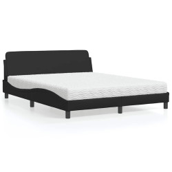 Cama com colchão dover 160x200 cm couro artificial preto