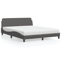 Cama com colchão dover 160x200 cm couro artificial cinzento