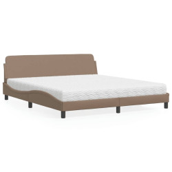 Cama com colchão dover 180x200 cm couro artificial cappuccino