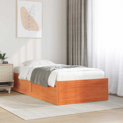 Cama sem colchão 100x200 cm pinho maciço castanho-mel
