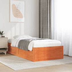 Cama sem colchão 90x190 cm madeira de pinho maciça castanho-mel